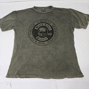 Black Label Green Short Sleeve Tees with Skull Design Men's 2xl